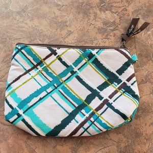 Thirty-One Sea Plaid Mini zipper pouch NWT